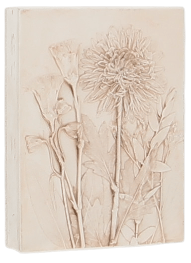 Bas-Relief 1 Wedding flowers cast into a sculptural bas-relief plaster tile